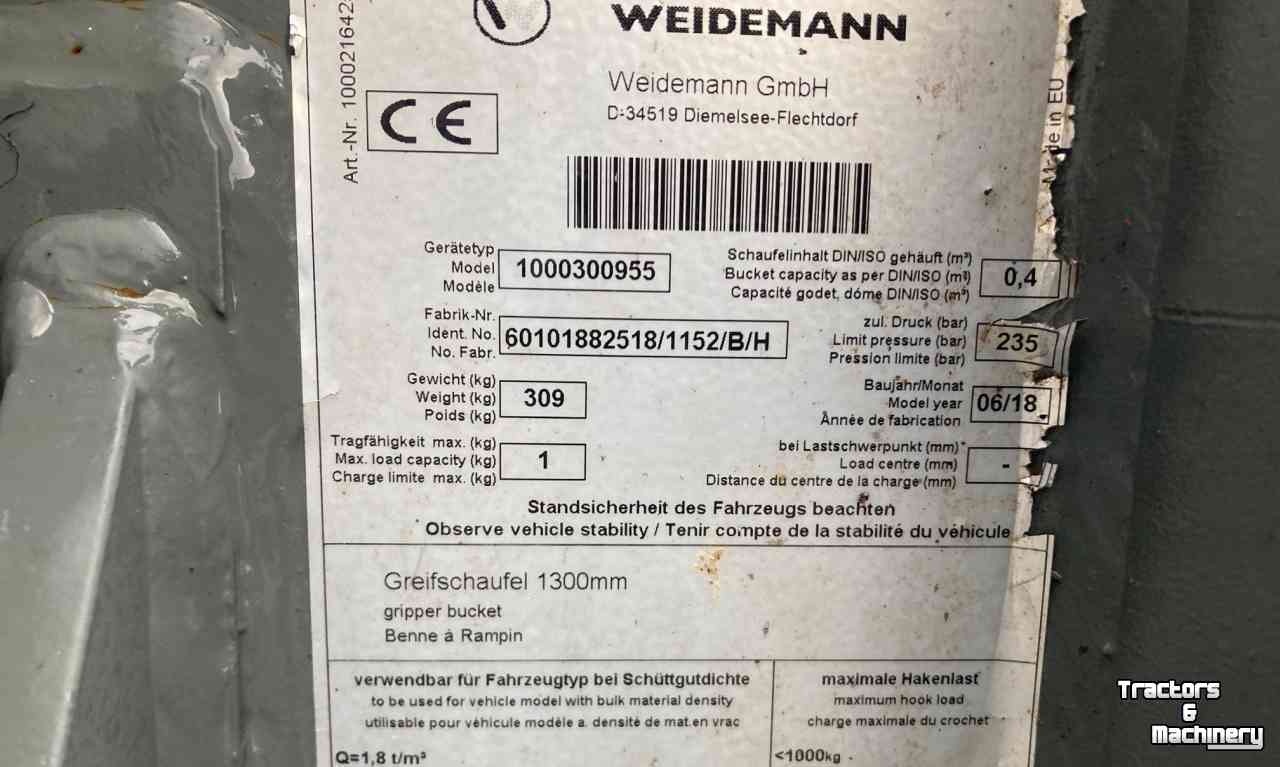 Silage Greifschaufel  / Greifgabel Weidemann Pelikaanbak 1300 mm (Demo)
