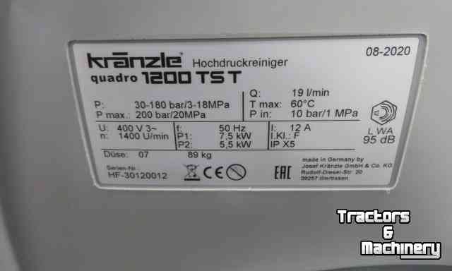 Hochdruckreiniger Kalt / Warm Kranzle Quadro 1200TST Hogedrukreiniger