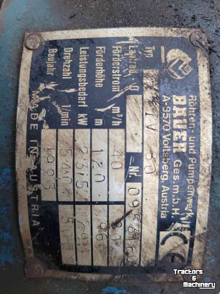 Beregnungpumpe Bauer Aftakaspomp Famos 4/80
