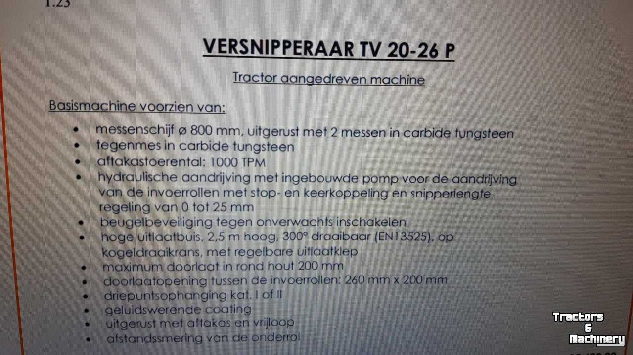 Holzschredder VanDaele TV 20-26 PT