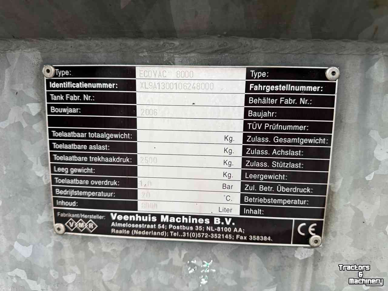 Gülletankwagen / Güllefässer Veenhuis Ecovac 8000 giertank + Bouwland injecteur bemester