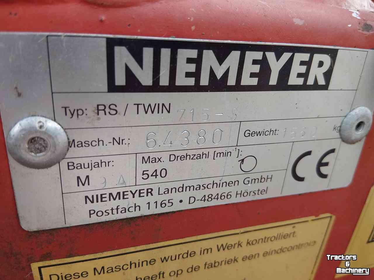 Schwader Niemeyer RS Twin 715-s Dubbele hark