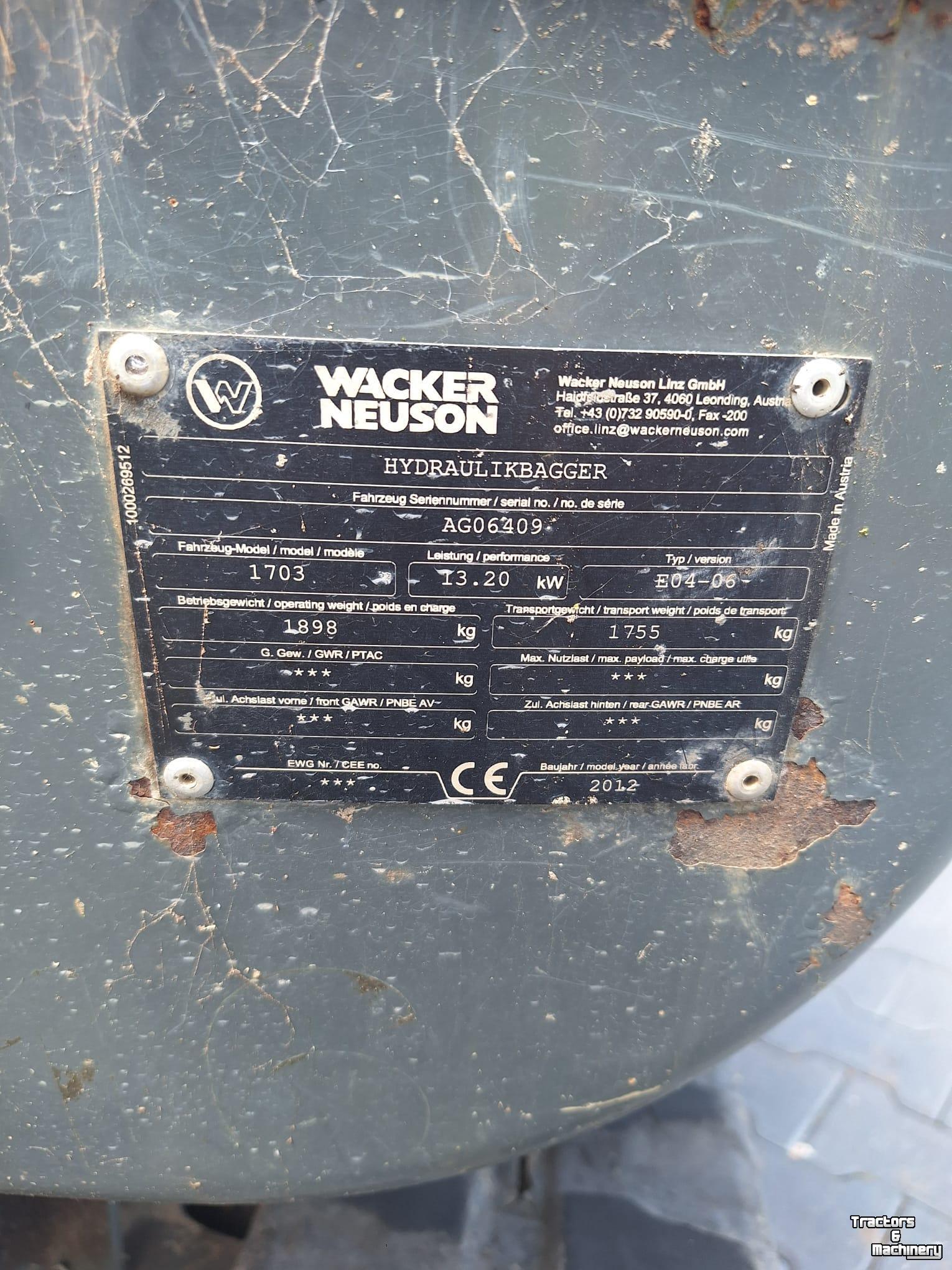 Minibagger Wacker Neuson Wacker Neuson kraan                                 1703
