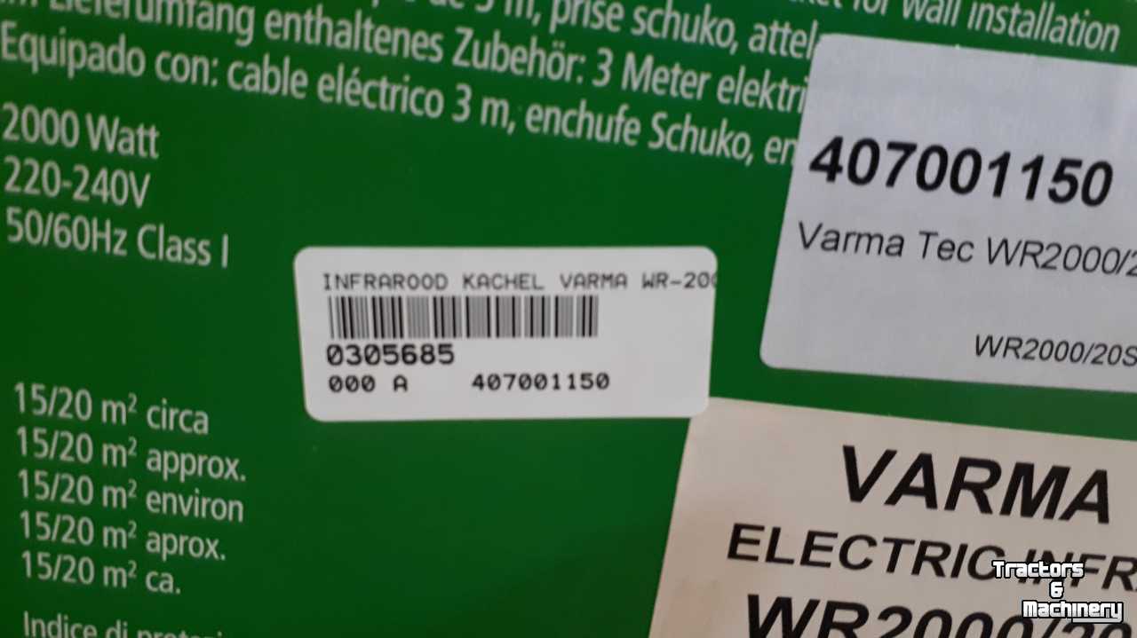 Sonstiges Maschinen und Zubehör für Werkstatt und Hof  Infrarood verwarmer Varma WR 2000 RVS