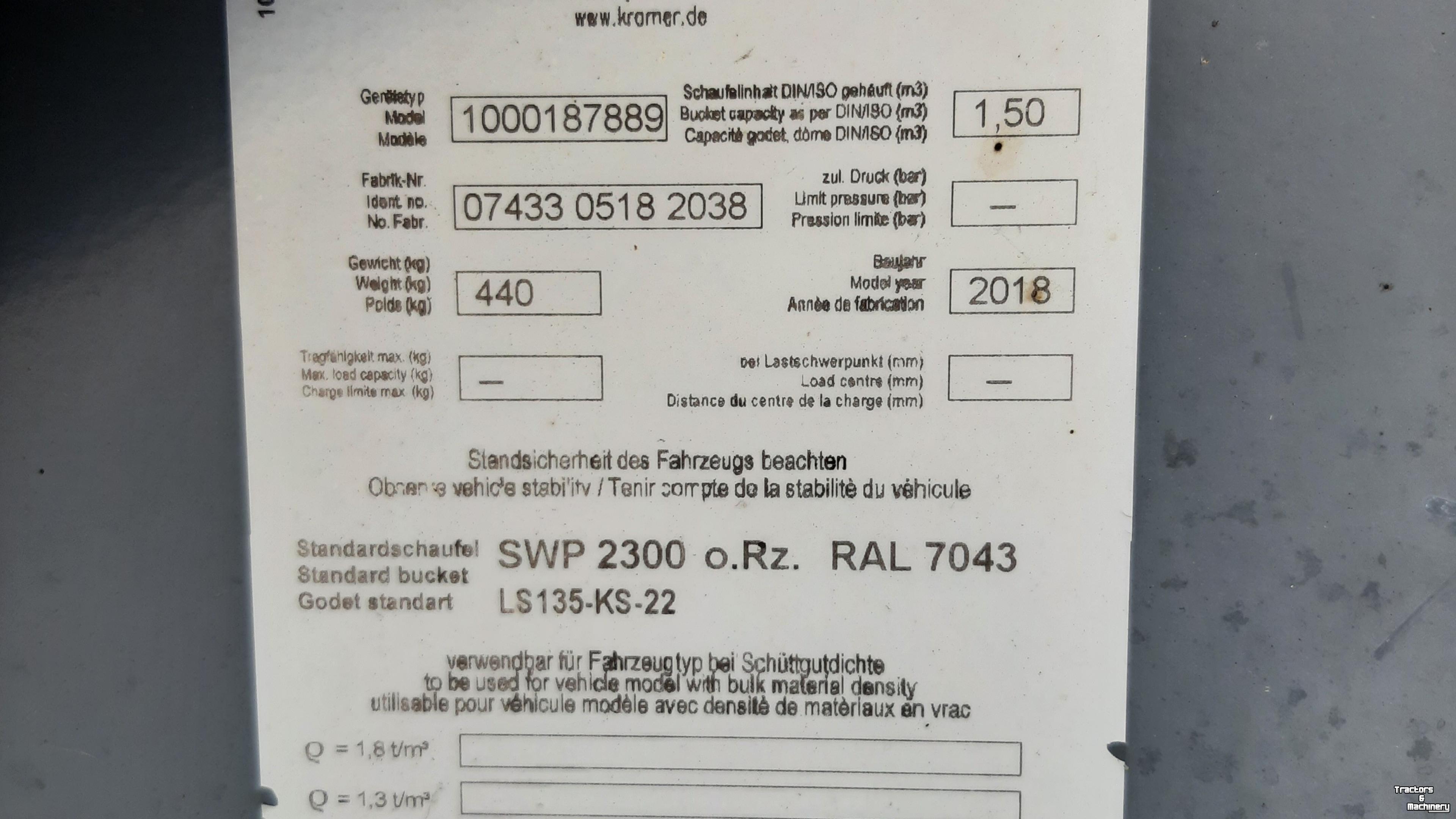 Radlader Kramer Voorzetstukken