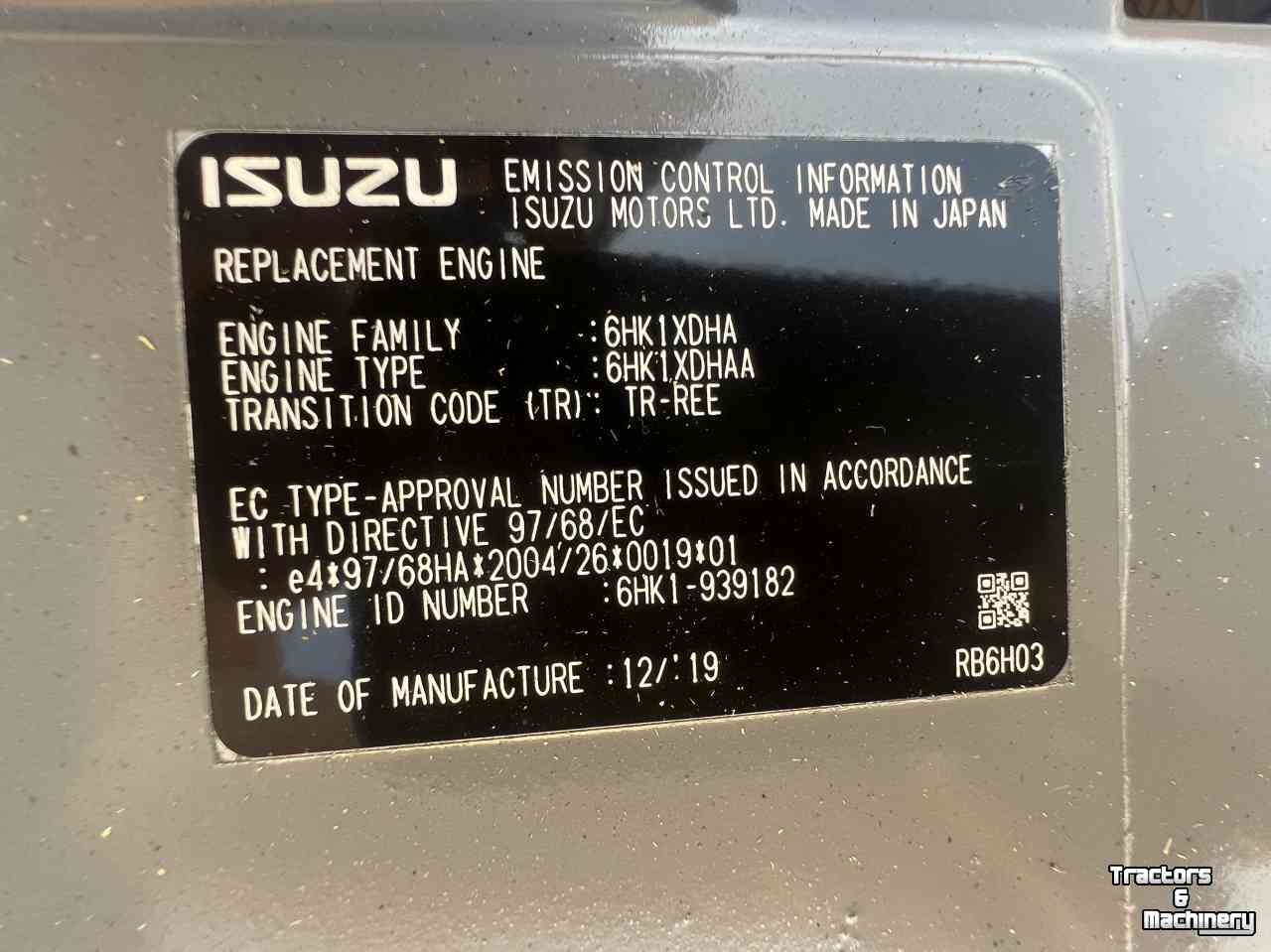 Raupenbagger Case Complete Isuzu 6HK1X  motor  passend in Case CX350B, CX370B.   CNH onderdeelnr: KSH12330