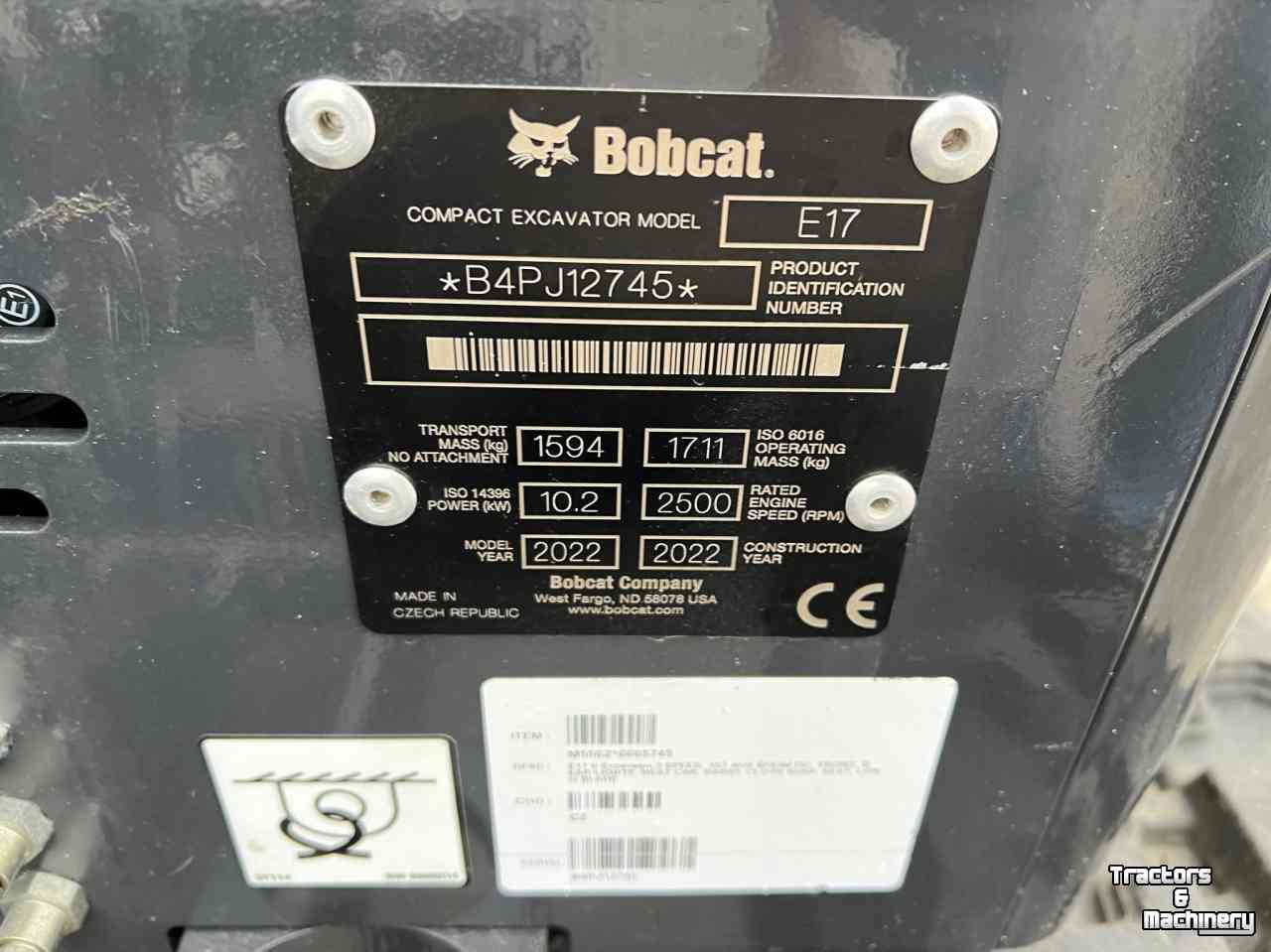 Minibagger Bobcat E17 minigraver rupskraan graafmachine