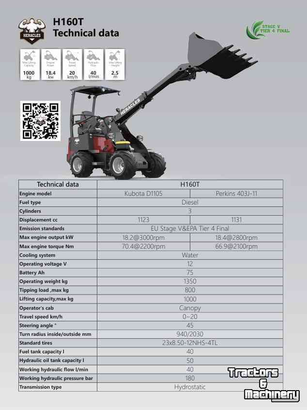 Teleskopradlader Heracles H160T PRO telelader nieuw