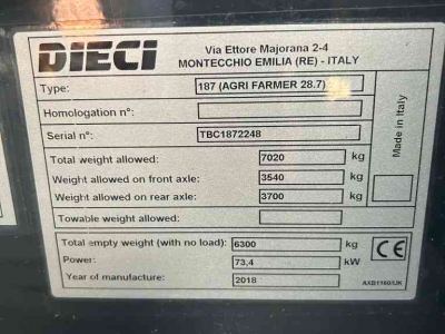 Teleskoplader Dieci 28.7 Agri Farmer