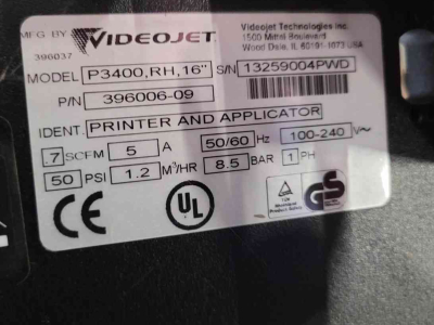 Sonstiges  Videojet P3400 RH 16 Etiketteermachine
