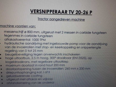 Holzschredder VanDaele TV 20-26 PT