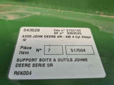 Frontlader Mailleux Voorlader aanbouwdelen passend aan JOHN DEERE 6R en 6M 4 cilinder